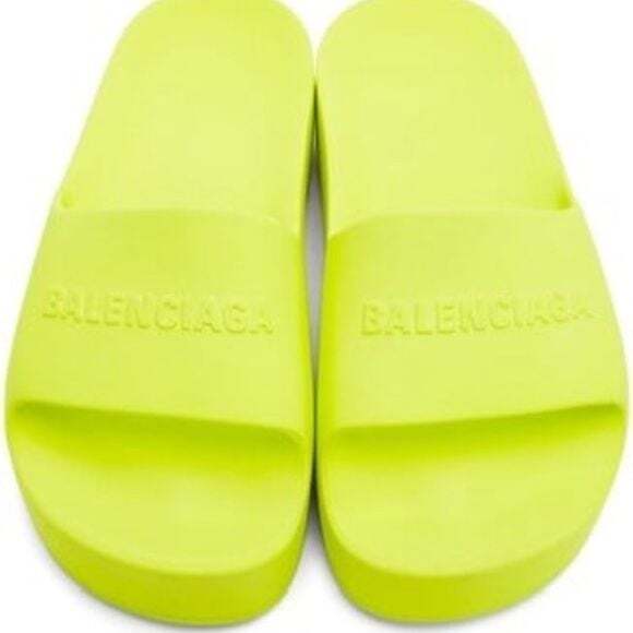 Balenciaga Shoes - Balenciaga Slides Chunky Platform Slides Women’s Size 9 NEW Neon Yellow